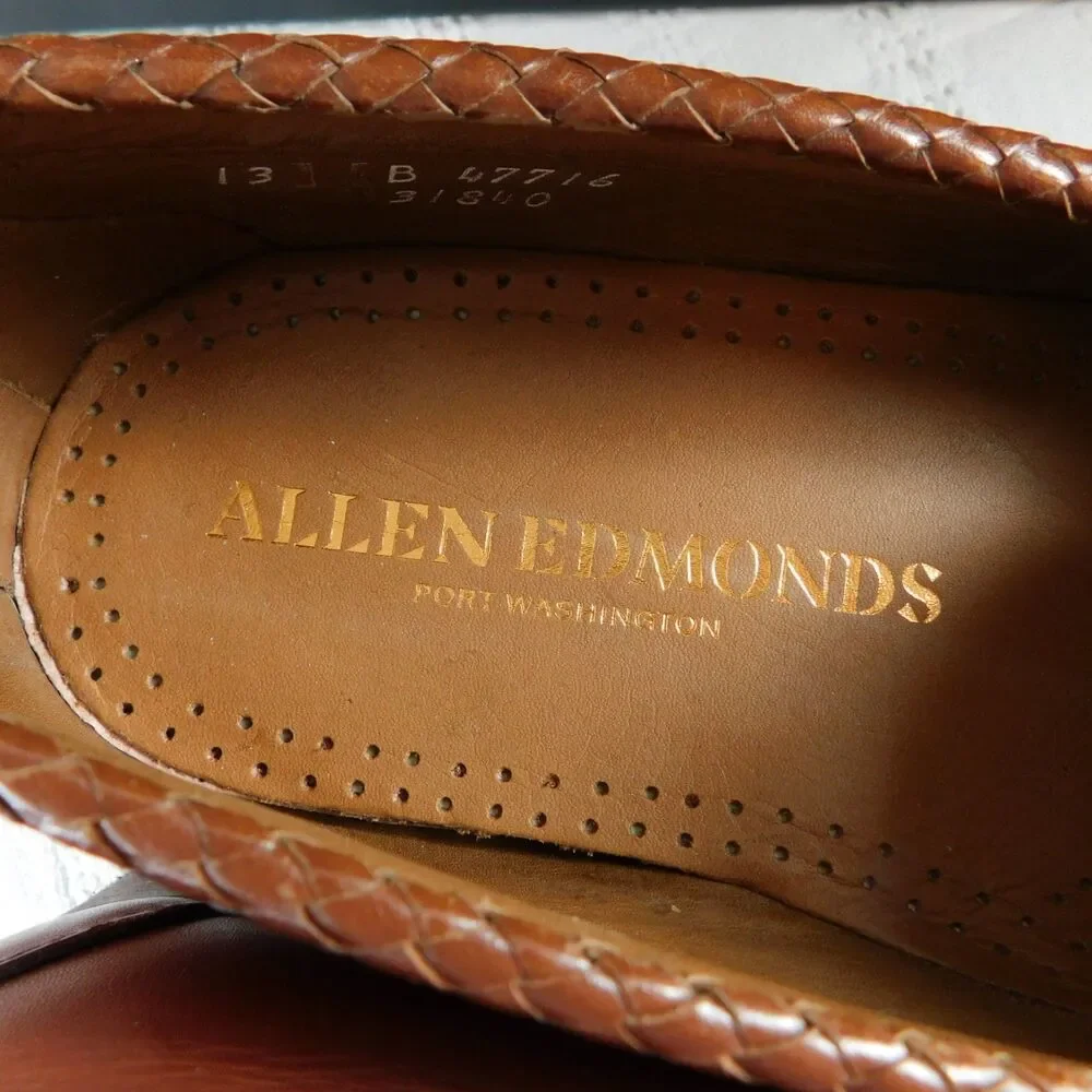 Allen Edmonds Maxfield Brown Leather Tassel Loafers 13B Slip-On Shoes New w/ Box
